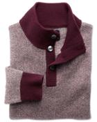 Charles Tyrwhitt Wine Jacquard Button Neck Wool Sweater Size Large By Charles Tyrwhitt