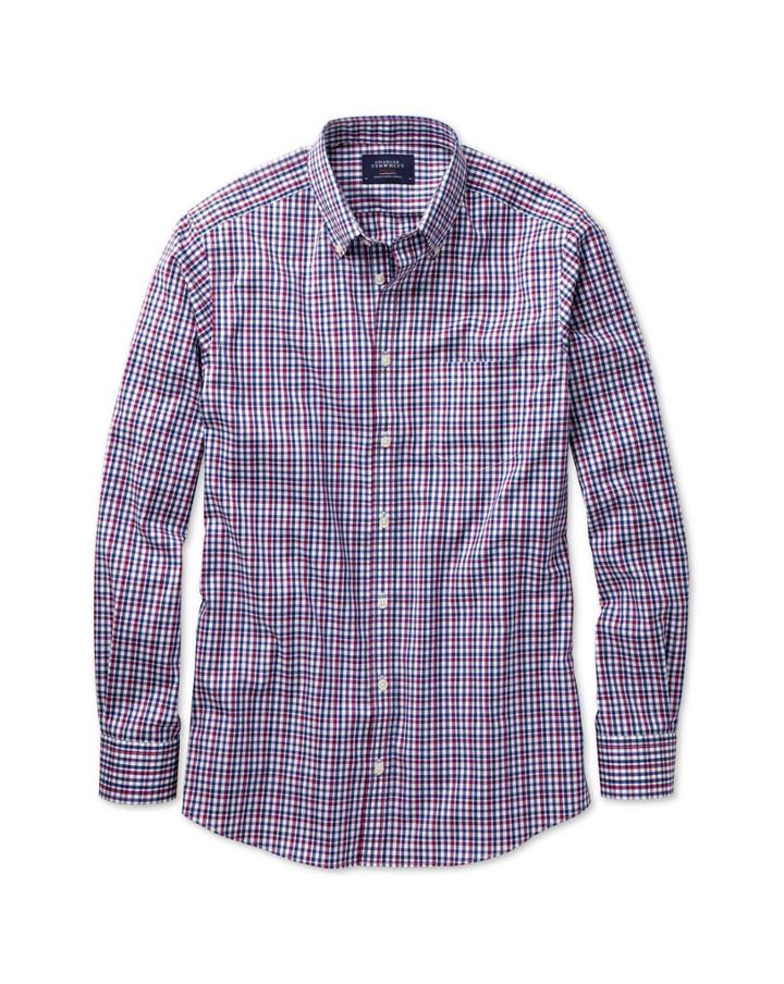 Charles Tyrwhitt Charles Tyrwhitt Slim Fit Non-iron Multi Check Blue And Blue Shirt