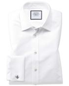 Charles Tyrwhitt Slim Fit Egyptian Cotton Trellis Weave White Dress Shirt Single Cuff Size 14.5/32 By Charles Tyrwhitt