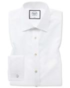  Classic Fit Non-iron White Royal Panama Cotton Dress Shirt French Cuff Size 15.5/32 By Charles Tyrwhitt