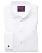  Slim Fit Wing Collar Luxury Marcella Bib Front White Tuxedo Egyptian Cotton Dress Shirt French Cuff Size 15/33 By Charles Tyrwhitt