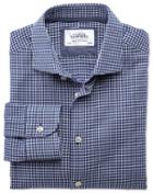 Charles Tyrwhitt Charles Tyrwhitt Classic Fit Semi-spread Collar Business Casual Oval Dobby Navy Blue And White Cotton Dress Shirt Size 15/34