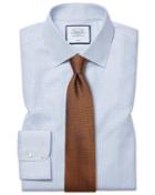  Slim Fit Non-iron Dash Weave Blue Cotton Dress Shirt Single Cuff Size 14.5/32 By Charles Tyrwhitt