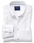 Charles Tyrwhitt Slim Fit Button-down Washed Oxford Plain White Cotton Casual Shirt Single Cuff Size Xs By Charles Tyrwhitt