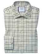  Slim Fit Country Check Blue Cotton Dress Shirt Single Cuff Size 14.5/33 By Charles Tyrwhitt
