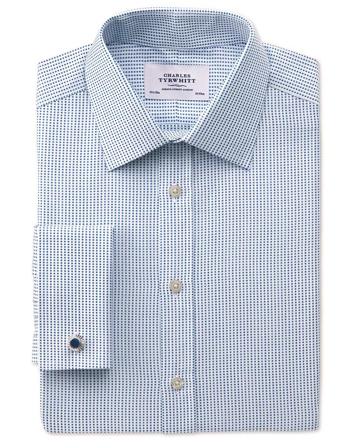 Charles Tyrwhitt Classic Fit Pima Cotton Double-faced Navy Dress Shirt Single Cuff Size 15.5/35 By Charles Tyrwhitt