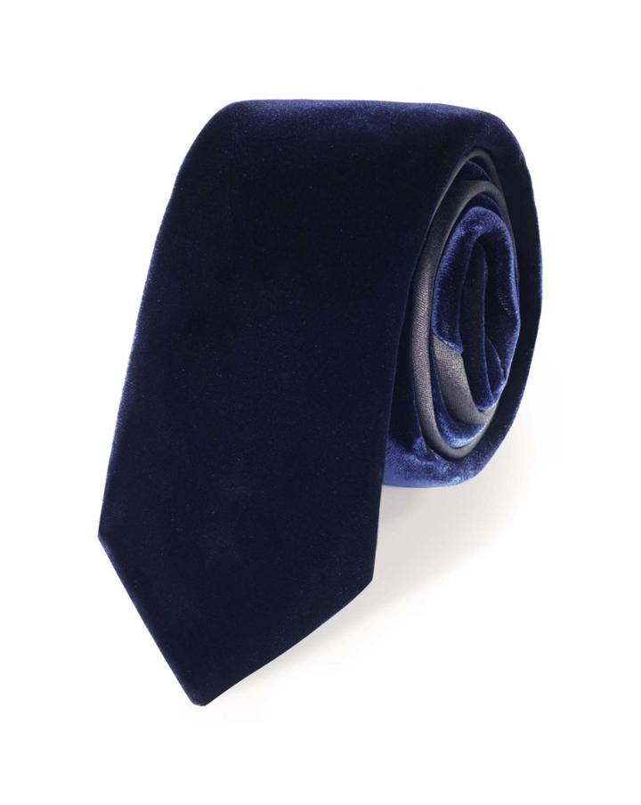 Charles Tyrwhitt Navy Velvet Luxury Slim Cotton Tie By Charles Tyrwhitt