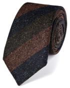 Charles Tyrwhitt Dark Blue Silk Mix Printed Donegal Stripe Luxury Tie By Charles Tyrwhitt