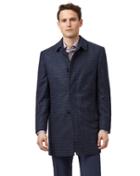  Blue With Red Overcheckered Dogstooth Wool Car Wool Coat Size 38 By Charles Tyrwhitt