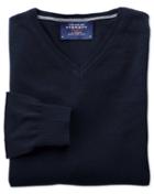 Charles Tyrwhitt Charles Tyrwhitt Navy Cotton Cashmere V-neck Cotton/cashmere Sweater Size Large