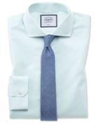  Super Slim Fit Non-iron Tyrwhitt Cool Poplin Aqua Cotton Dress Shirt Single Cuff Size 14.5/32 By Charles Tyrwhitt