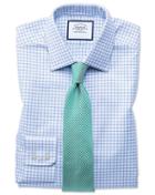  Slim Fit Egyptian Cotton Royal Oxford Sky Blue Check Dress Shirt Single Cuff Size 14.5/33 By Charles Tyrwhitt