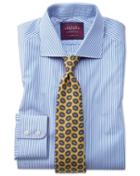  Classic Fit Blue Stripe Luxury Egyptian Cotton Dress Shirt Single Cuff Size 15.5/33 By Charles Tyrwhitt