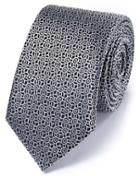 Charles Tyrwhitt Charles Tyrwhitt Slim Navy And Silver Silk Classic Circle Tie