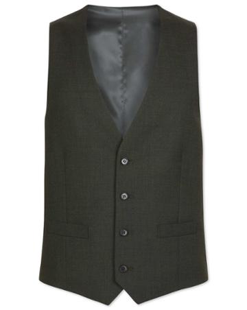  Green Adjustable Fit Merino Business Suit Wool Vest Size W36 By Charles Tyrwhitt