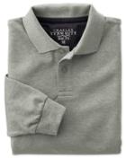 Charles Tyrwhitt Charles Tyrwhitt Slim Fit Grey Pique Long Sleeve Cotton Polo Size Large