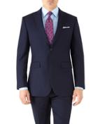  Navy Slim Fit Peak Lapel Twill Business Suit Wool Jacket Size 38 By Charles Tyrwhitt
