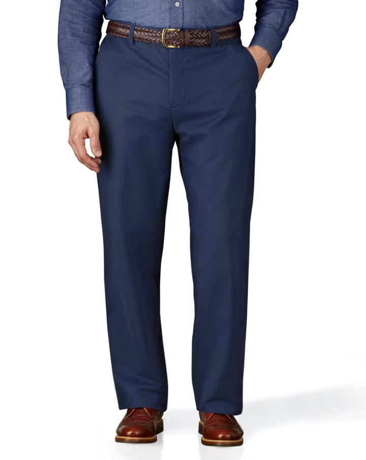  Blue Classic Fit Flat Front Weekend Cotton Chino Pants Size W32 L30 By Charles Tyrwhitt