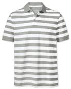 Charles Tyrwhitt Grey And White Stripe Pique Cotton Polo Size Large By Charles Tyrwhitt