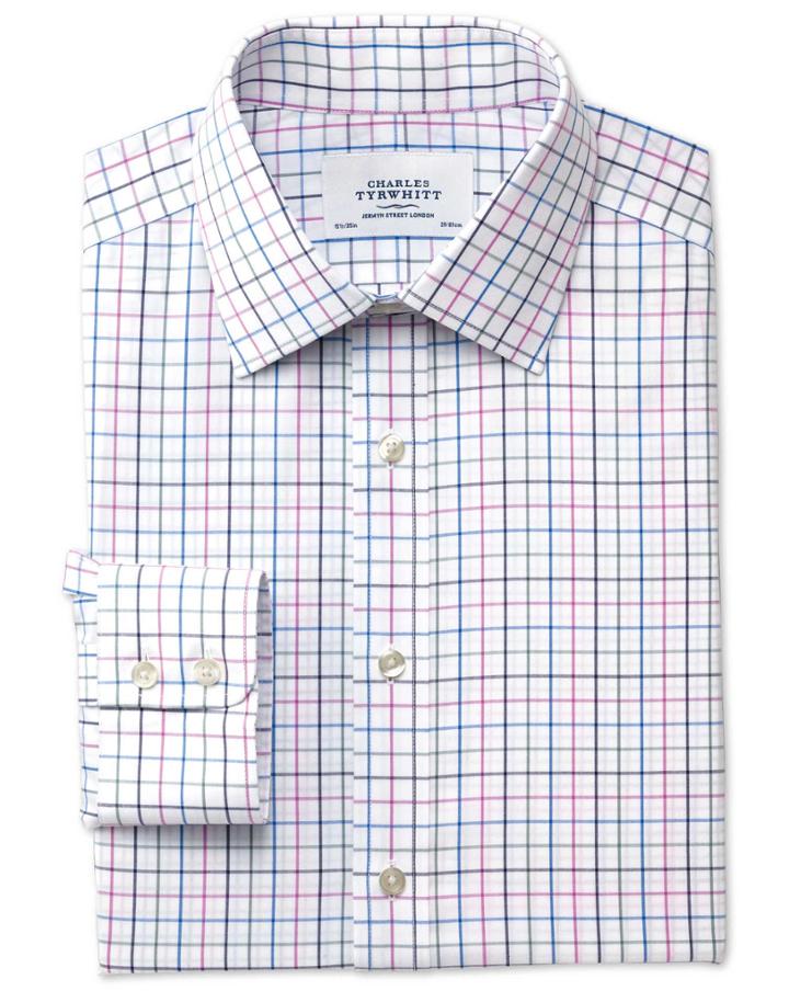 Charles Tyrwhitt Charles Tyrwhitt Classic Fit Non-iron Multi Check Blue And Pink Shirt