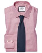  Slim Fit Egyptian Cotton Chevron Pink Dress Shirt French Cuff Size 14.5/33 By Charles Tyrwhitt