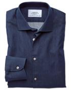 Charles Tyrwhitt Extra Slim Fit Semi-spread Collar Business Casual Indigo Dark Blue Cotton Dress Casual Shirt Single Cuff Size 14.5/32 By Charles Tyrwhitt