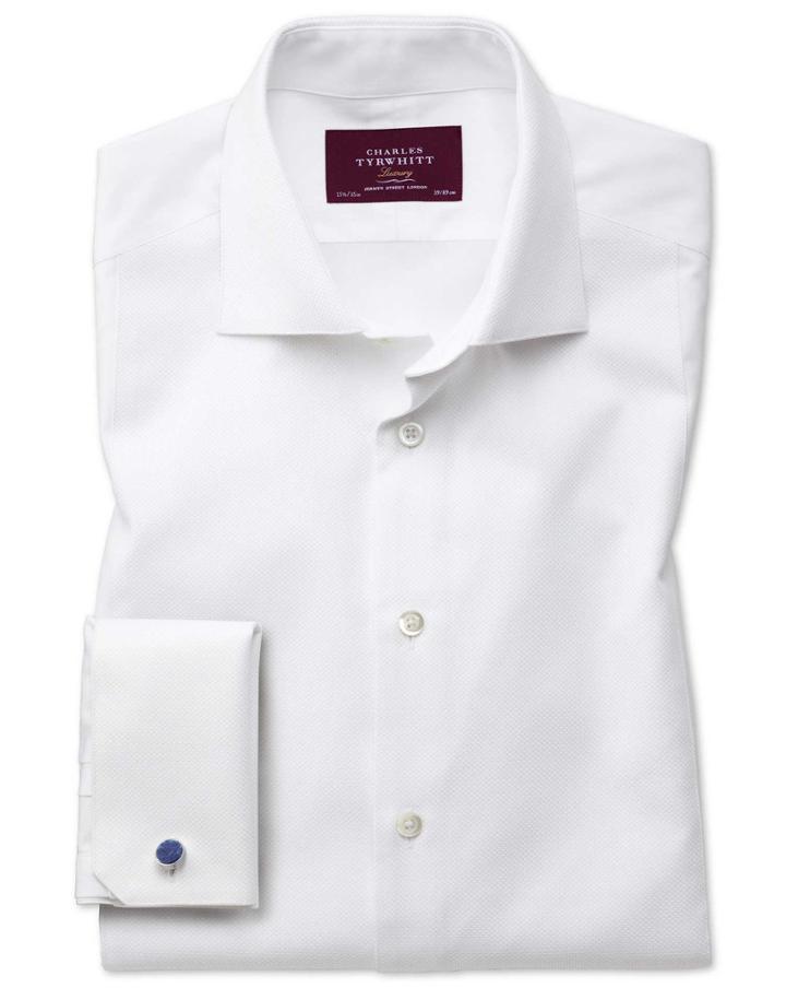 Charles Tyrwhitt Slim Fit Luxury Marcella Bib Front White Tuxedo Egyptian Cotton Dress Shirt French Cuff Size 15/33 By Charles Tyrwhitt