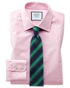  Classic Fit Light Pink Small Gingham Cotton Dress Shirt Single Cuff Size 15.5/33 By Charles Tyrwhitt