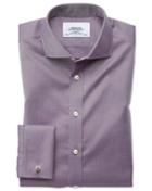 Charles Tyrwhitt Slim Fit Spread Collar Non-iron Twill Dark Purple Cotton Dress Casual Shirt Single Cuff Size 14.5/32 By Charles Tyrwhitt