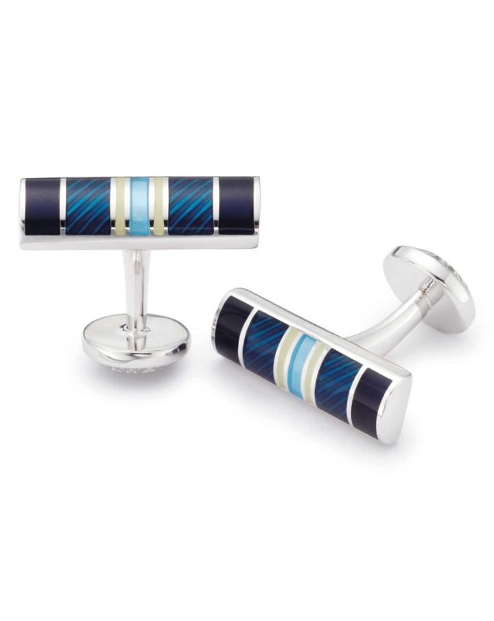  Blue Enamel Stripe Rectangle Cufflinks By Charles Tyrwhitt