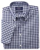 Charles Tyrwhitt Charles Tyrwhitt Classic Fit Non-iron Short Sleeve Poplin Check Navy Shirt