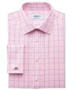 Charles Tyrwhitt Classic Fit Non-iron Prince Of Wales Check Pink And Blue Cotton Dress Shirt French Cuff Size 15/35 By Charles Tyrwhitt