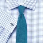 Charles Tyrwhitt Classic Fit Twill Check Sky Blue Cotton Dress Casual Shirt French Cuff Size 15.5/35 By Charles Tyrwhitt