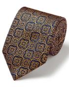  Gold And Navy Square Geometric English Vluxury Silk Tie By Charles Tyrwhitt