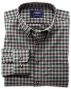 Charles Tyrwhitt Charles Tyrwhitt Classic Fit Non-iron Twill Wine And Green Check Cotton Dress Shirt Size Large