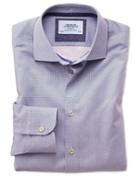 Charles Tyrwhitt Slim Fit Semi-spread Collar Business Casual Motif Print Red And Blue Egyptian Cotton Dress Shirt Single Cuff Size 14.5/33 By Charles Tyrwhitt