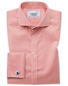 Charles Tyrwhitt Extra Slim Fit Spread Collar Non-iron Puppytooth Coral Cotton Dress Casual Shirt Single Cuff Size 14.5/32 By Charles Tyrwhitt