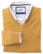Charles Tyrwhitt Charles Tyrwhitt Yellow Merino Wool V-neck Sweater Size Small