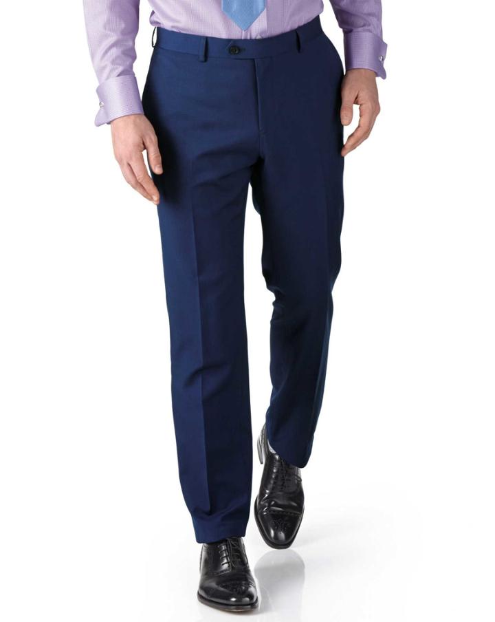 Charles Tyrwhitt Charles Tyrwhitt Royal Blue Slim Fit Twill Business Suit Wool Pants Size W30 L38