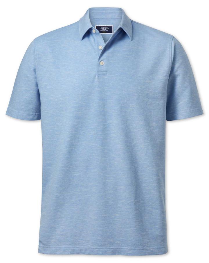  Blue Cotton Linen Polo Size Xl By Charles Tyrwhitt