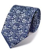 Charles Tyrwhitt Charles Tyrwhitt Navy And Silver Silk Luxury English Floral Tie