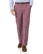 Charles Tyrwhitt Light Pink Classic Fit Single Pleat Non-iron Cotton Chino Pants Size W32 L30 By Charles Tyrwhitt