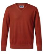 Rust V-neck Merino Wool Sweater Size Xxl By Charles Tyrwhitt