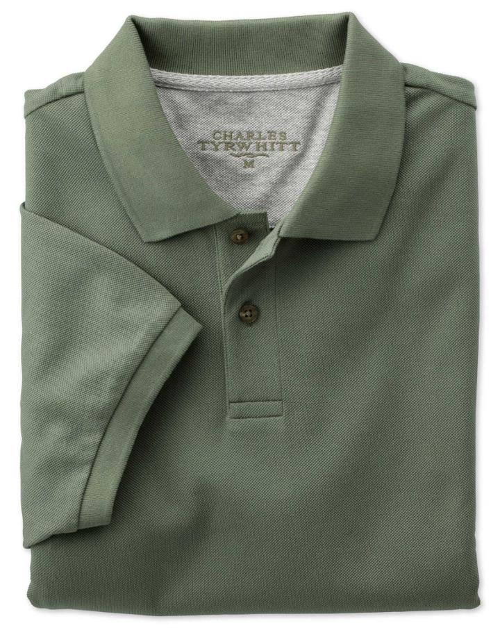 Charles Tyrwhitt Charles Tyrwhitt Olive Pique Cotton Polo Size Xs
