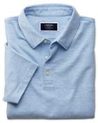  Blue Cotton Linen Polo Size Large By Charles Tyrwhitt