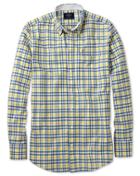 Charles Tyrwhitt Extra Slim Fit Blue And Yellow Check Washed Oxford Cotton Casual Shirt Single Cuff Size Medium By Charles Tyrwhitt