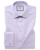  Classic Fit Non-iron Poplin Lilac Cotton Dress Shirt French Cuff Size 15/33 By Charles Tyrwhitt