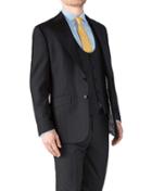 Charles Tyrwhitt Charles Tyrwhitt Charcoal Classic Fit Herringbone Business Suit Wool Jacket Size 38