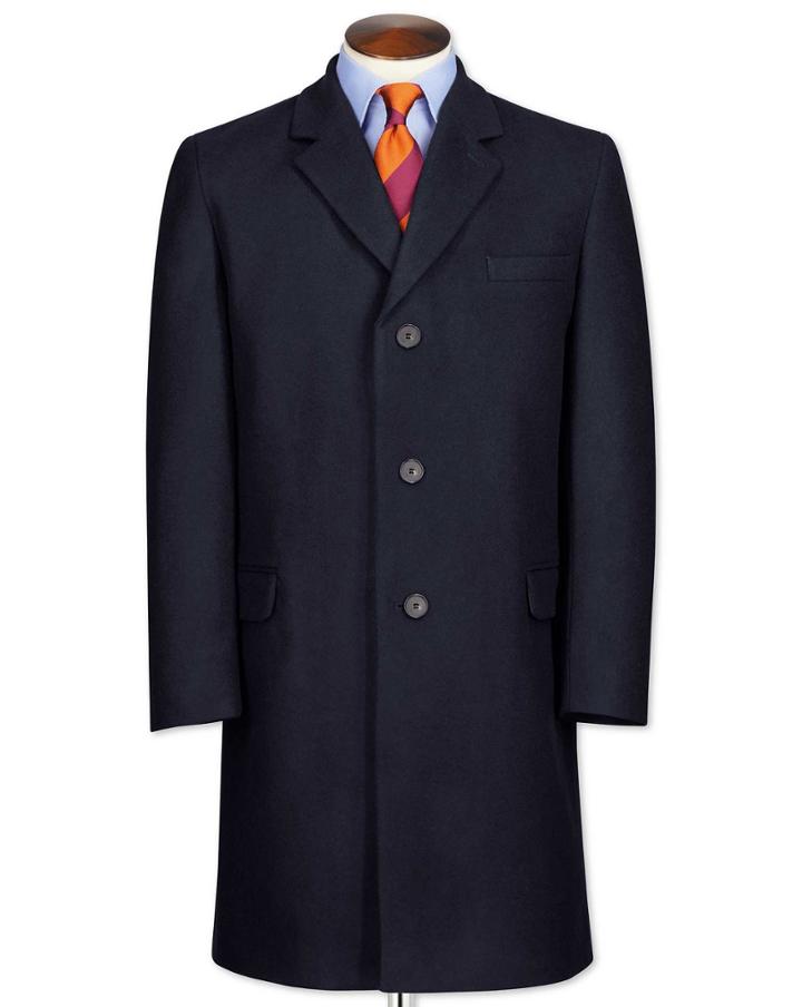 Charles Tyrwhitt Navy Wool And Cashmere Overwool/cashmere Coat Size 40 By Charles Tyrwhitt