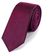  Bright Pink Silk Slim Textured Semi Plain Classic Tie By Charles Tyrwhitt